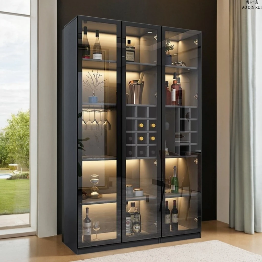 奥沁瑞轻奢酒柜玻璃门客厅靠墙一体现代简约高档家用酒架储物柜子