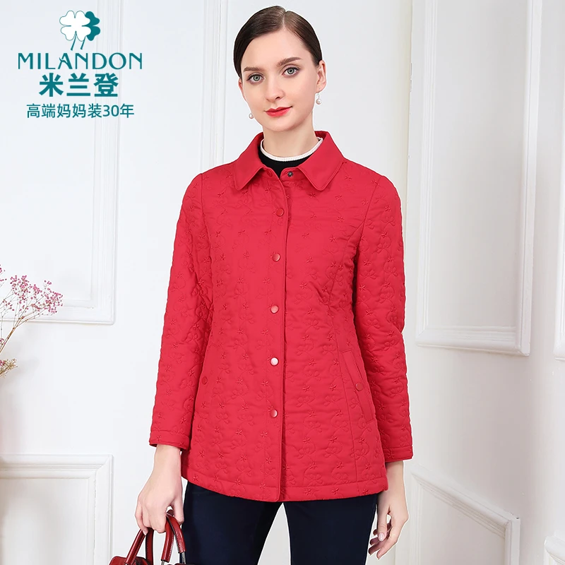 MILANDON/米兰登秋冬保暖休闲棉外套女常规长袖翻领棉服1N340008