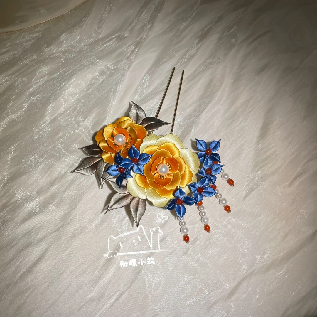 【衔蝶】非遗缠花头饰汉服配饰国风头饰