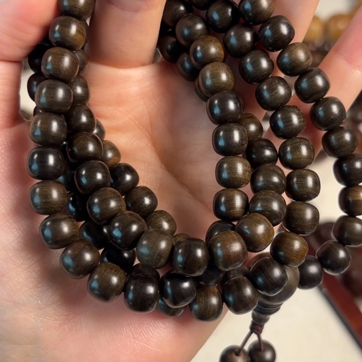 大***明檀香木89多圈108颗老山檀水阴沉奶香