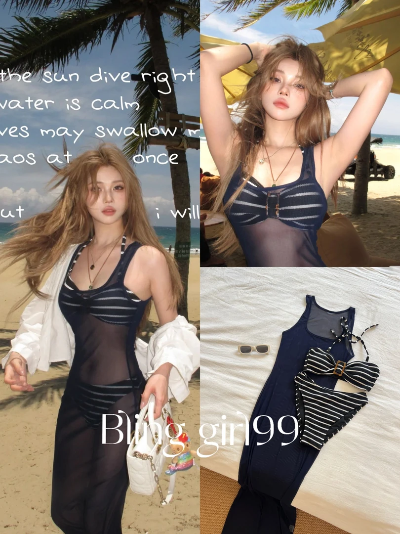 【罗马画报】辣妹纯欲风泳衣韩版女装泳装性感显瘦比基尼黑色沙滩