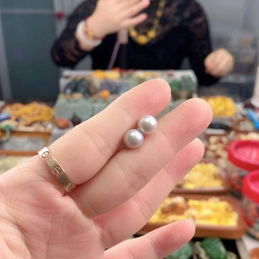 银S925镶嵌耳饰淡水珍珠