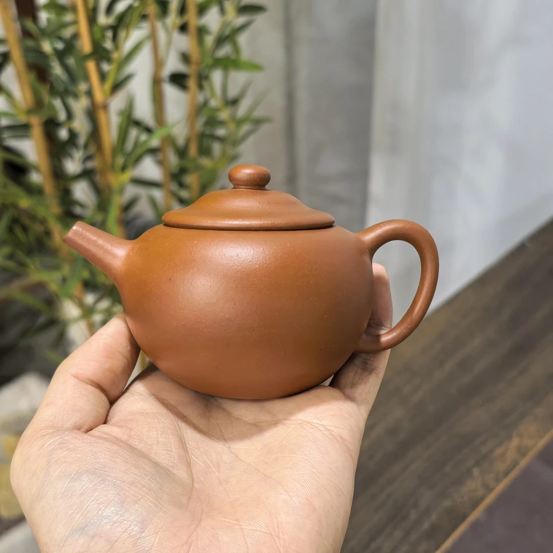 恒源堂出品 小煤窑朱砂《笠帽小圆壶》慕古器形