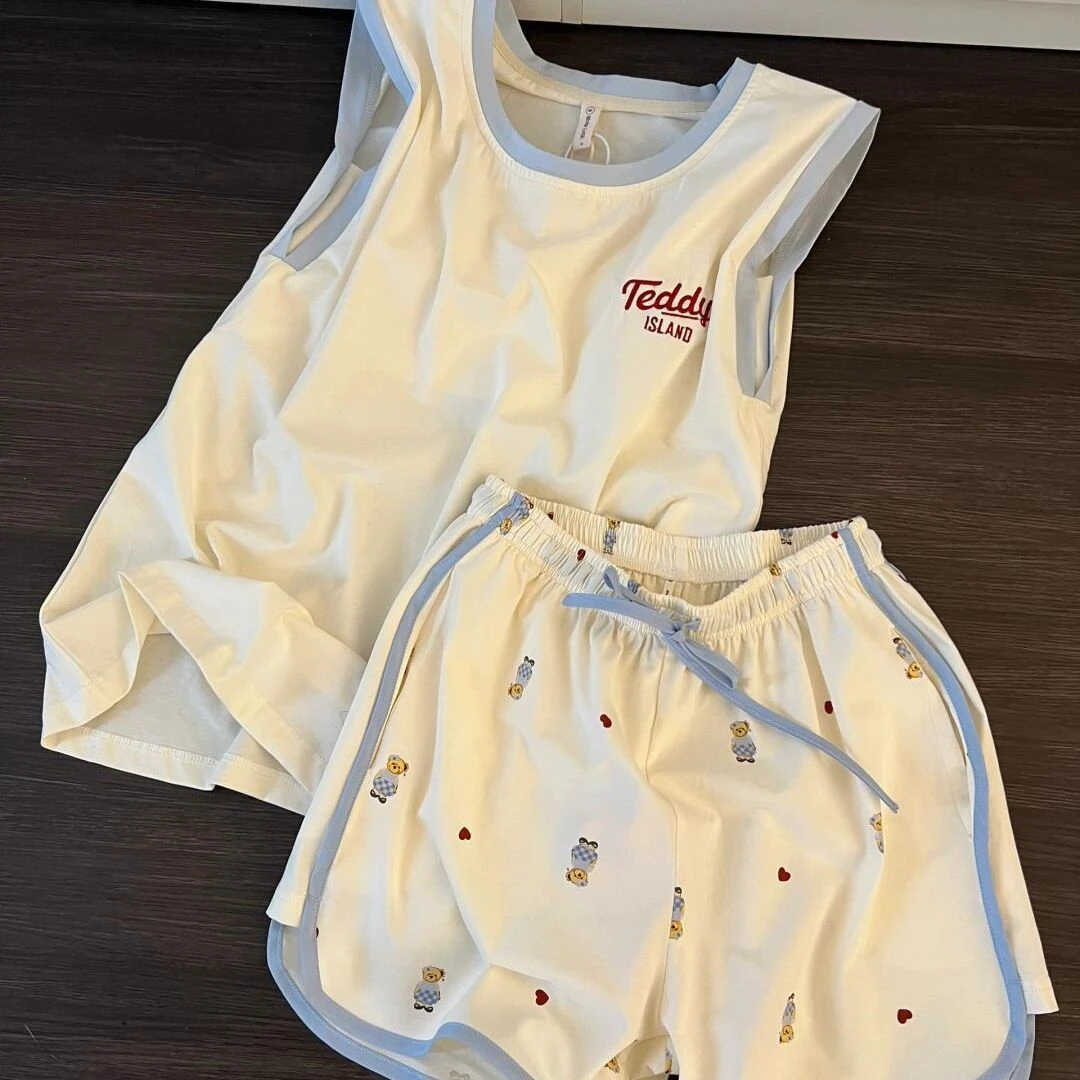 2025年新款夏季睡衣女休闲可外穿舒适宽松可爱家居服套装韩版学生