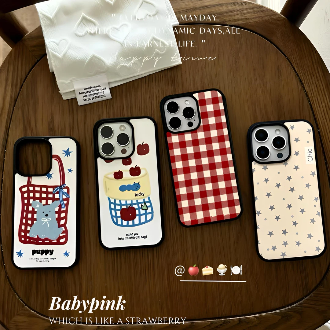 INS韩系卡通插画适用苹果16promax手机壳15全包14二代菲林13磨砂