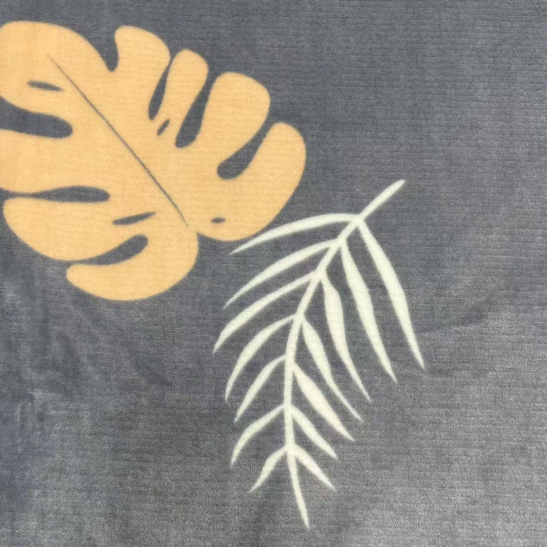 【绒兰】200*230cm牛奶绒被套56号 大叶子-灰底