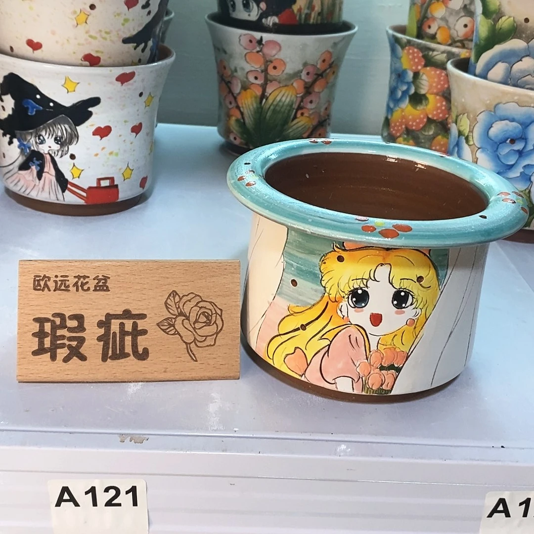 花盆紫砂红陶手绘花盆