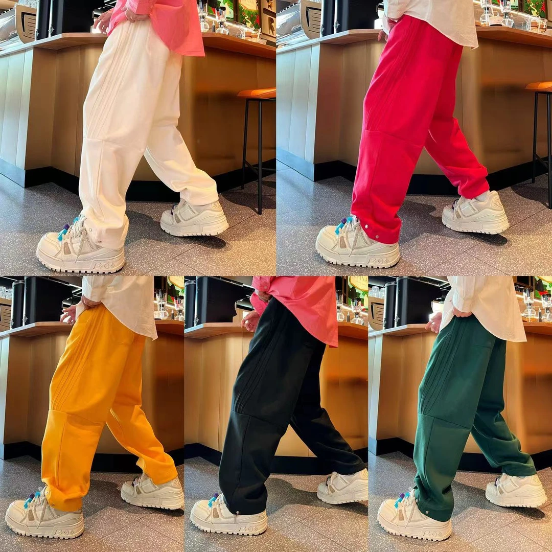 纯色通勤风百搭时尚帅气潮流2024早秋新款直筒男士松紧腰休闲裤