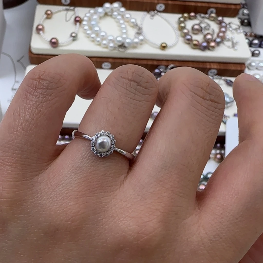 银S925镶嵌戒指海水珍珠