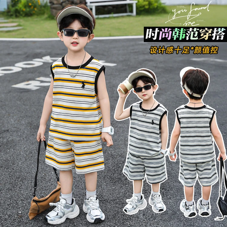 童装儿童洋气套装时尚夏装休闲背心2025新款薄款潮款两件套宝宝痞