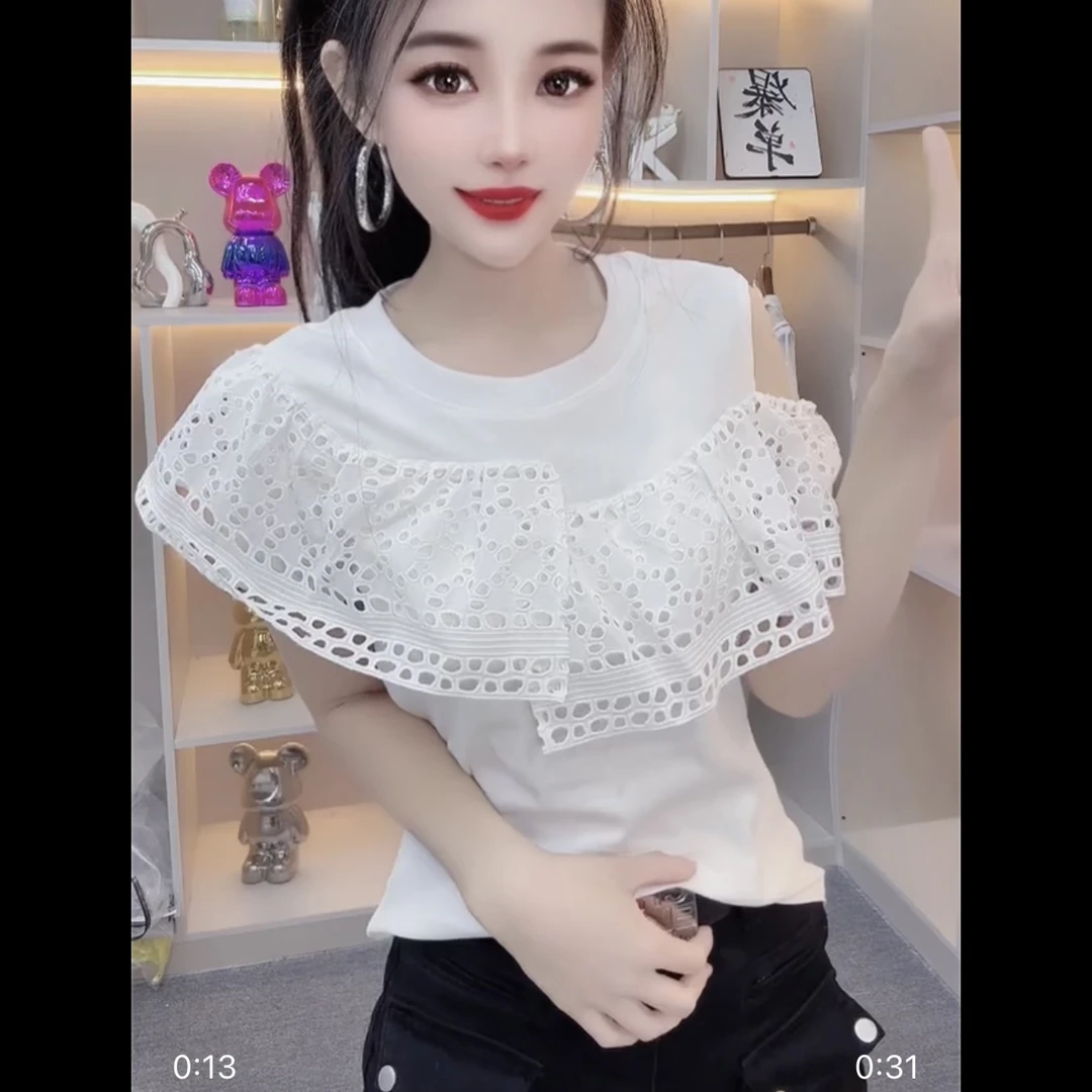 新款洋气减龄菲菲漏肩衫