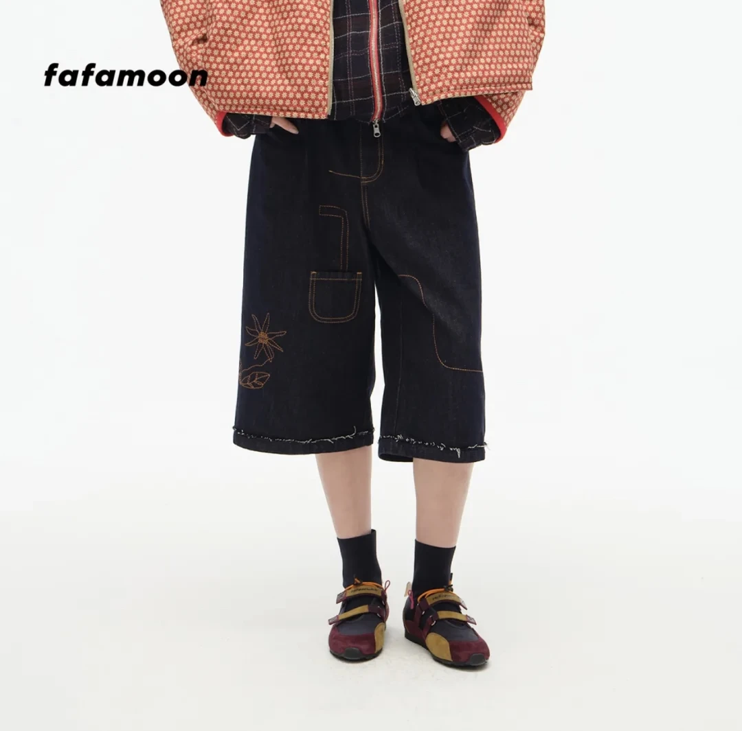 fafamoon六分牛仔裤