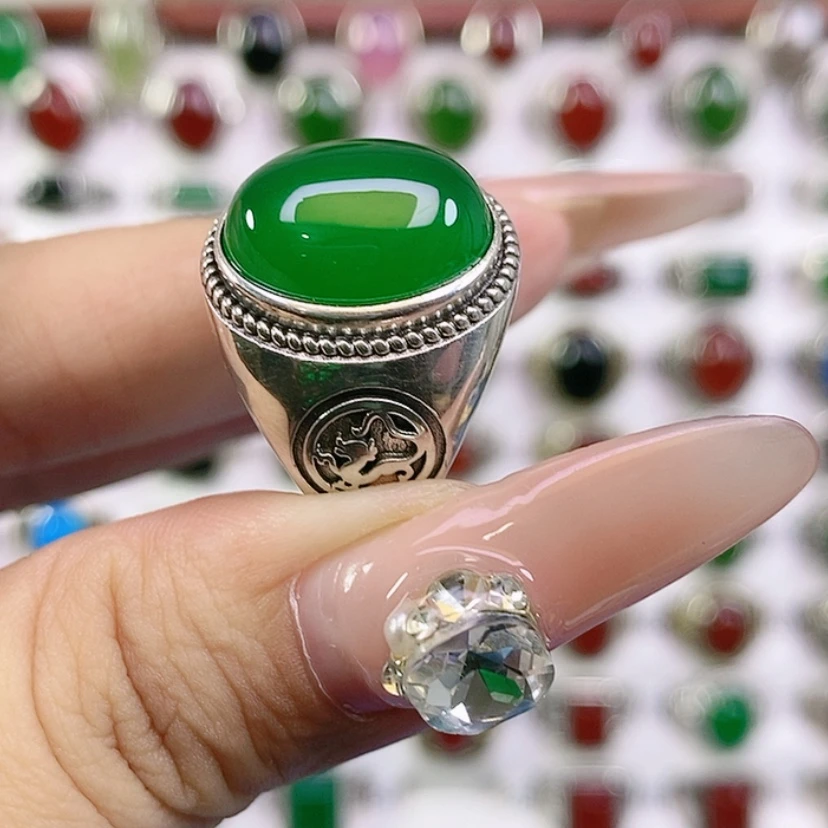【闪购商品】银S925镶嵌戒指玛瑙/玉髓柯*