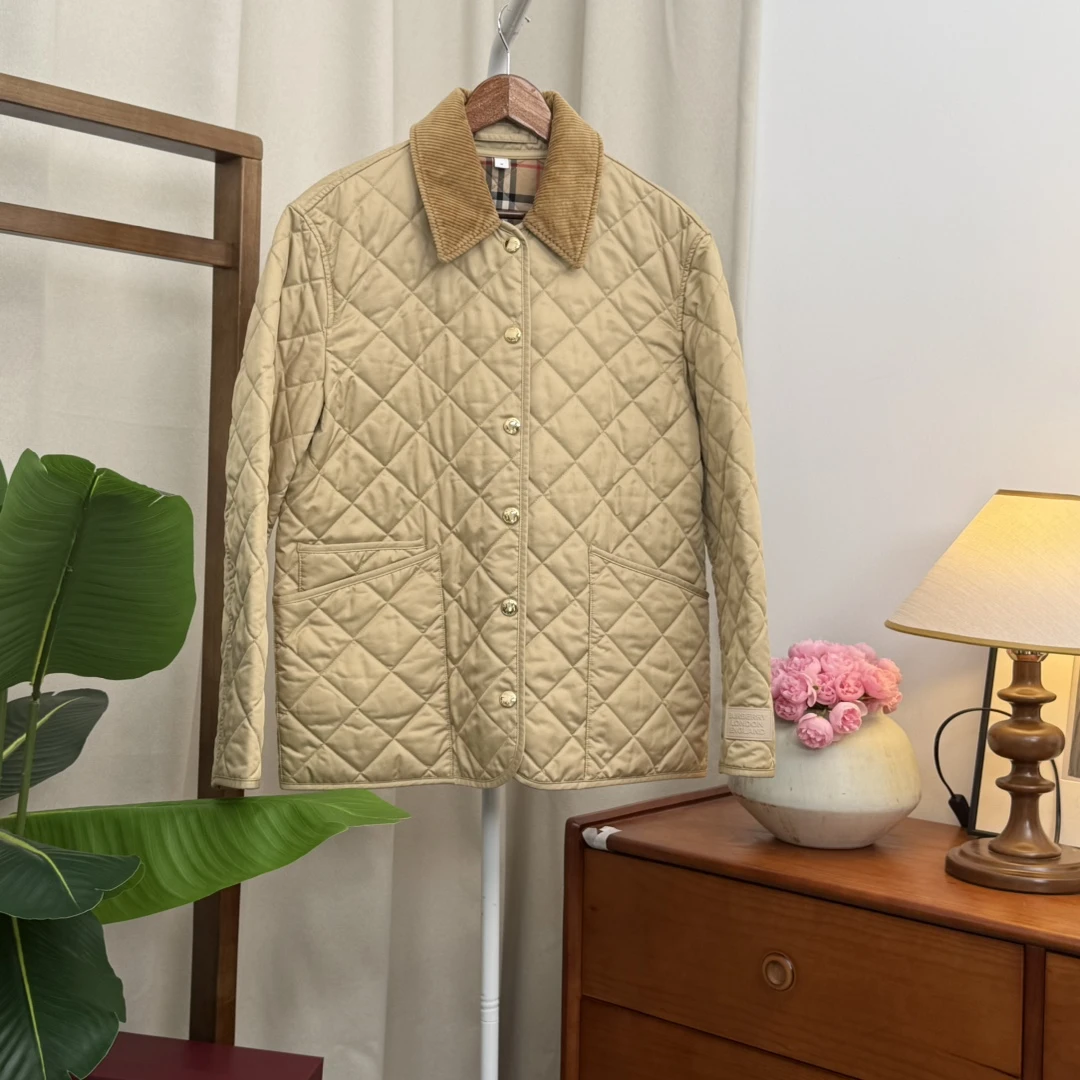 99新 BURBERRY/博柏利 青奢荟/M码/巴宝莉驼色百搭棉服/////92428