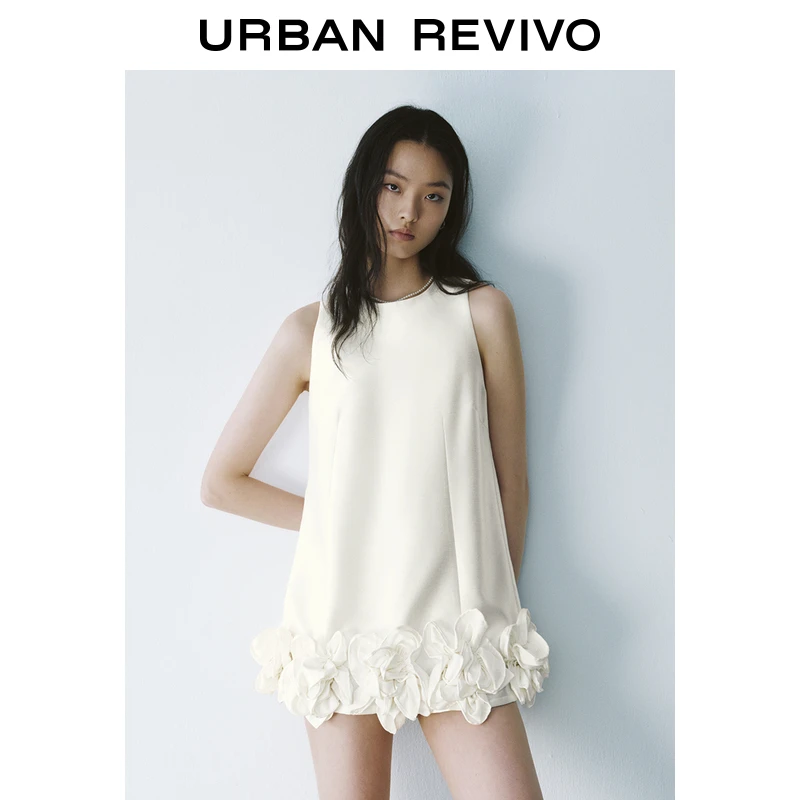 【春嬉游园】UR2025新款欧若风法式花朵装饰连衣裙UYU750011