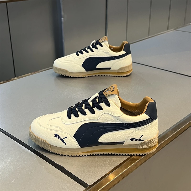 男鞋秋冬新款皮面舒适透气板鞋潮流软底运动休闲鞋男士低帮阿甘鞋