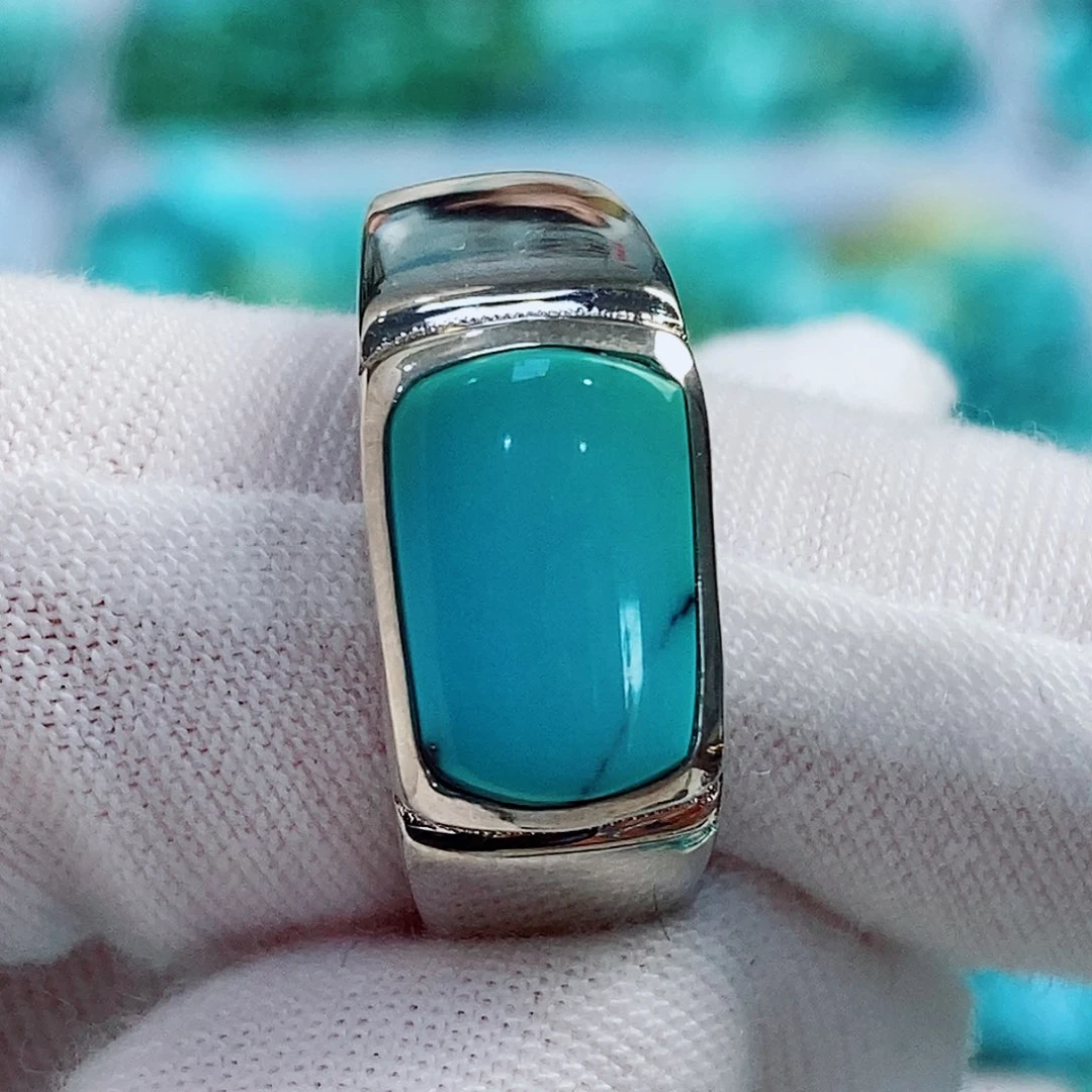 绿松石银S925镶嵌原矿无优化