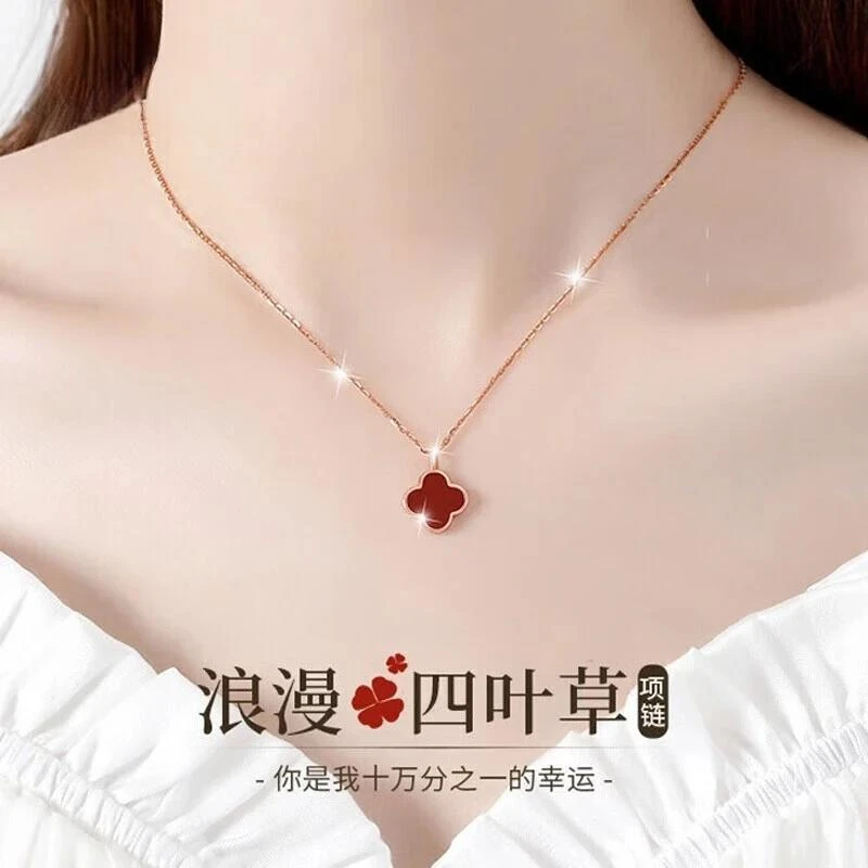 四叶草项链女S925银玫瑰金色小众高级感锁骨情人节生日礼物送女友
