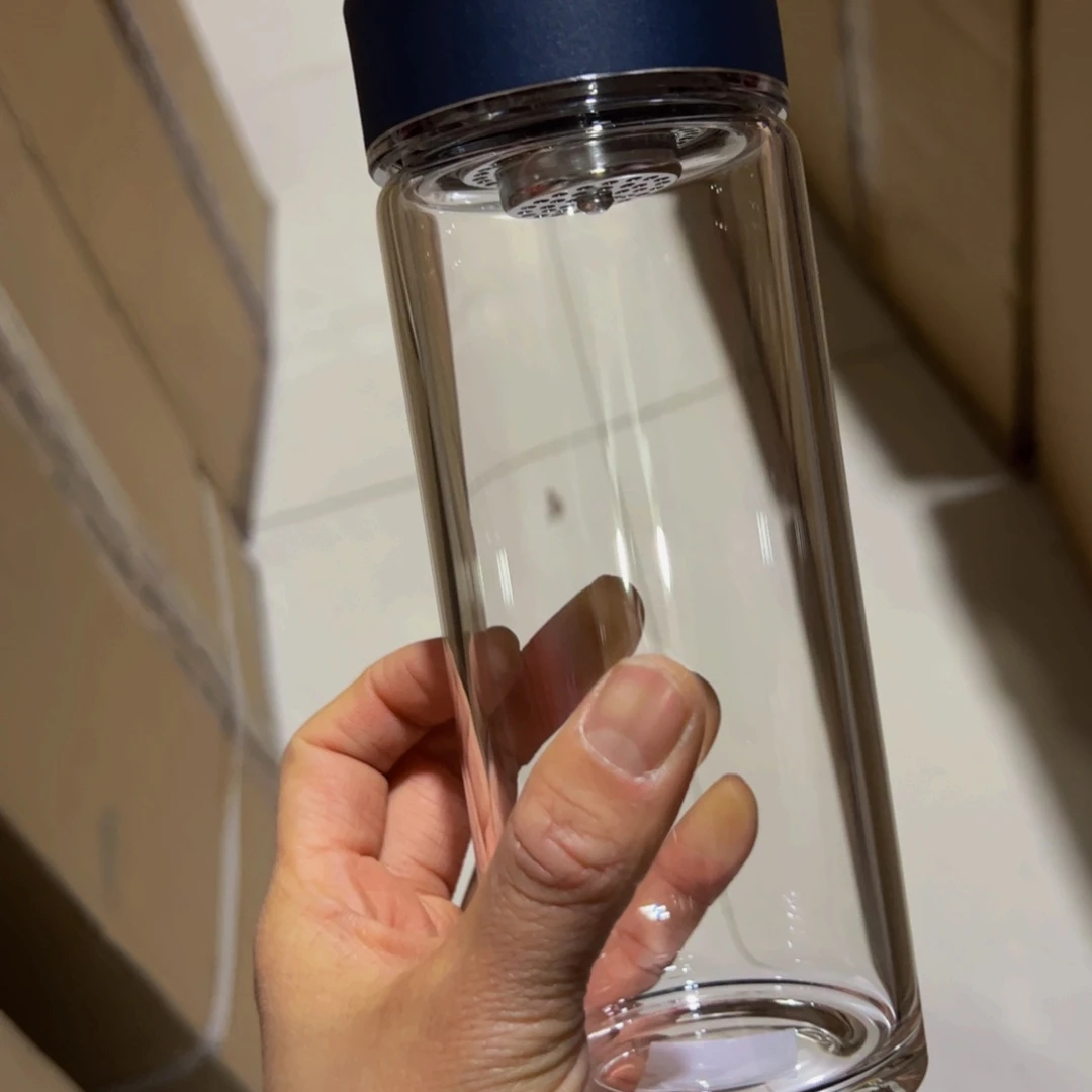 6307蓝色单层烫手玻璃杯400ml