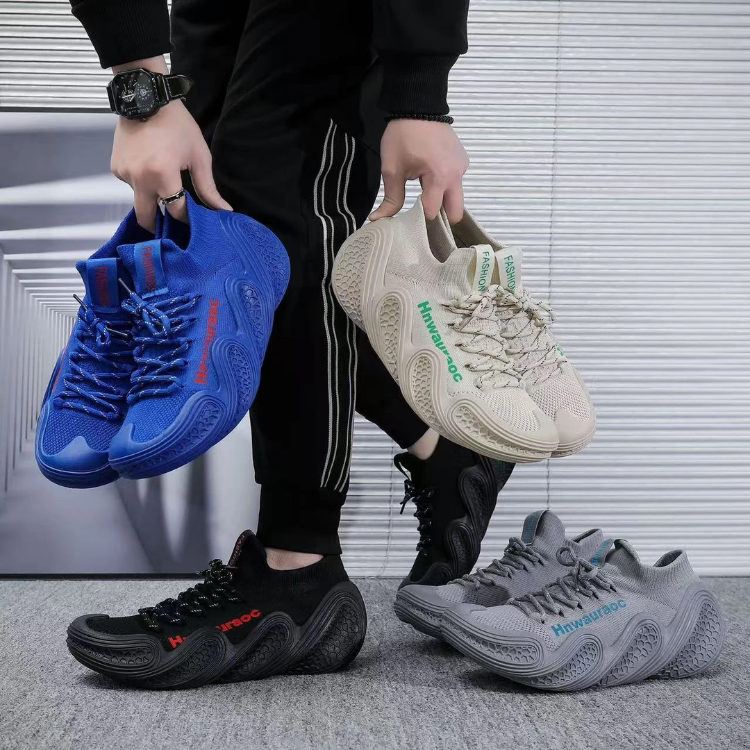 2025春夏新男女同款时尚潮流舒适透气厚底飞织休闲运动户外休闲鞋