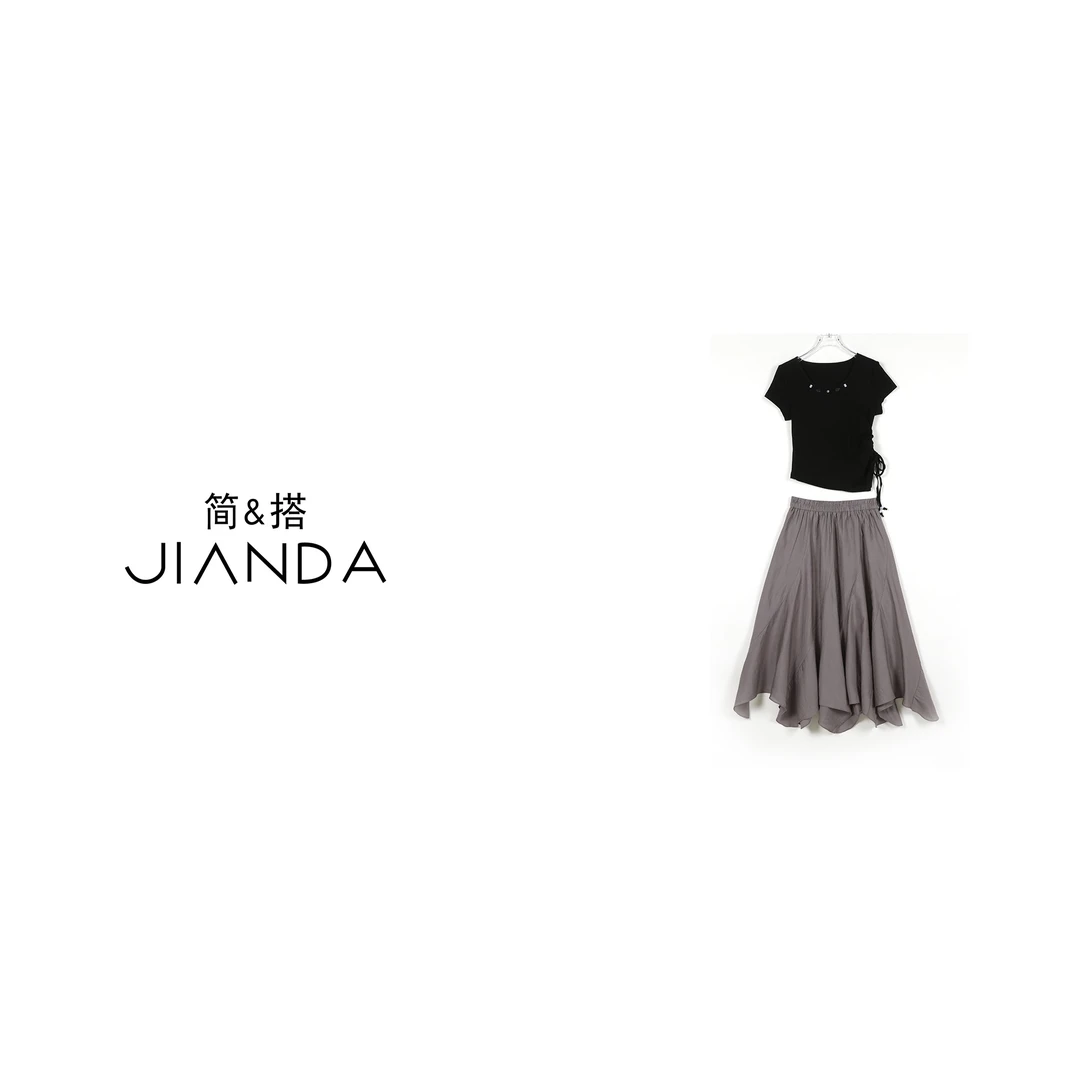 简&搭【千屿Sheila】小蛮腰T恤鱼尾半身裙套装252-TZ/0610-2976