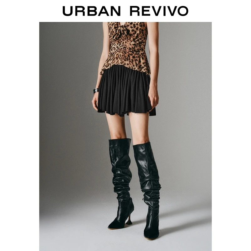 UR2025夏季新款女装潮流休闲垂感捏褶收腰短款半裙UWJ550029