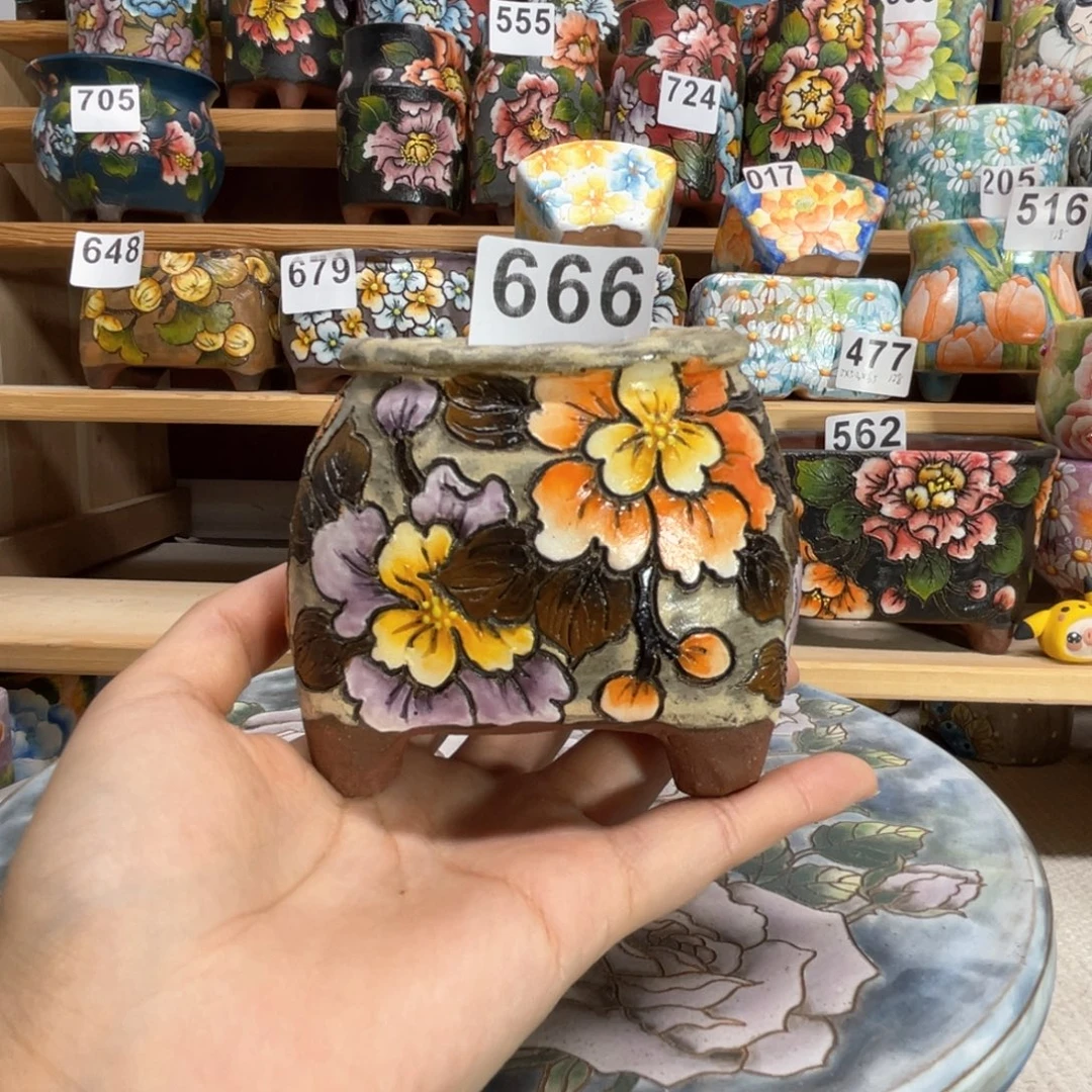 景德镇手绘多肉花盆666