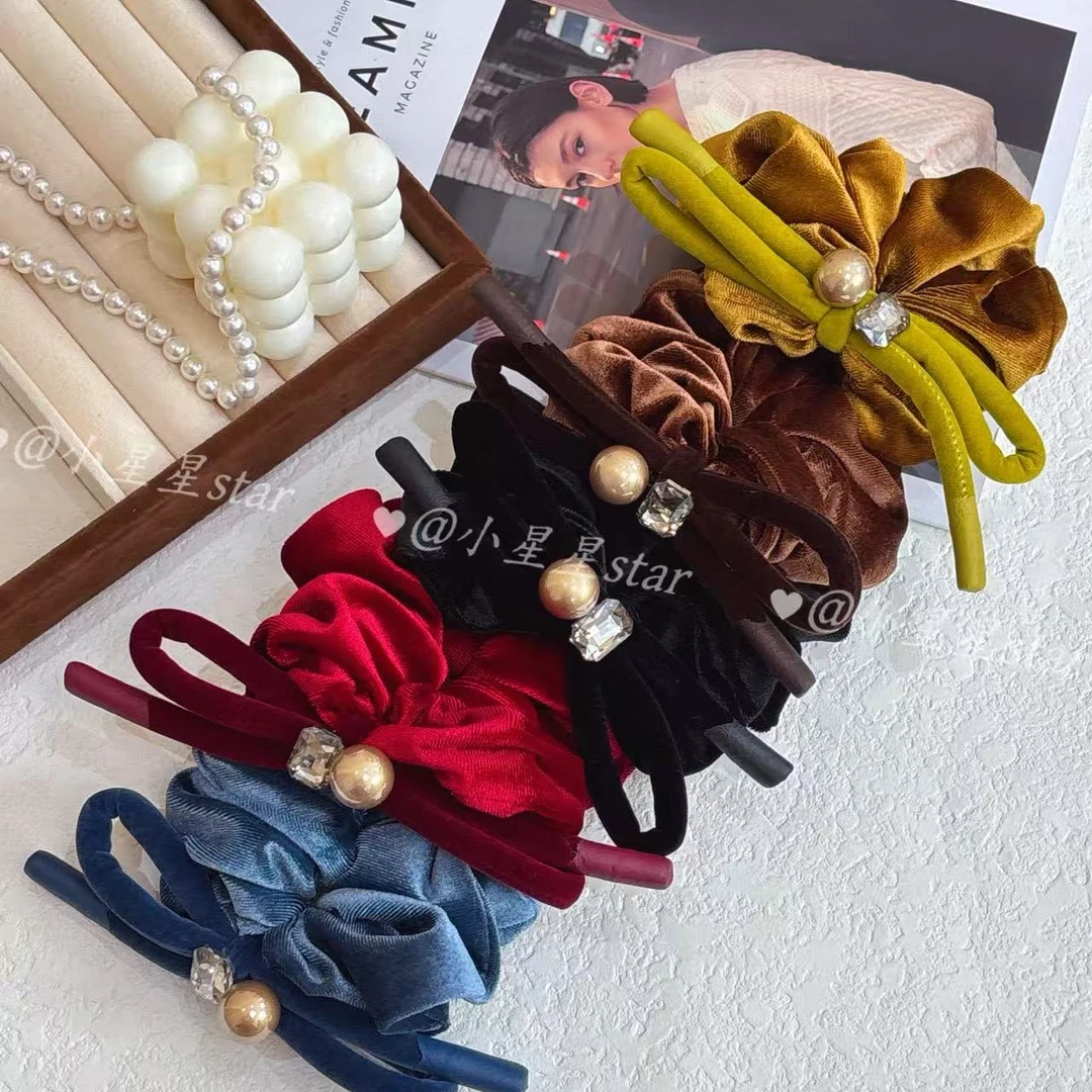 秋明州暮色~气质蝴蝶结发圈覆古高级感丝绒大肠圈发绳2025款