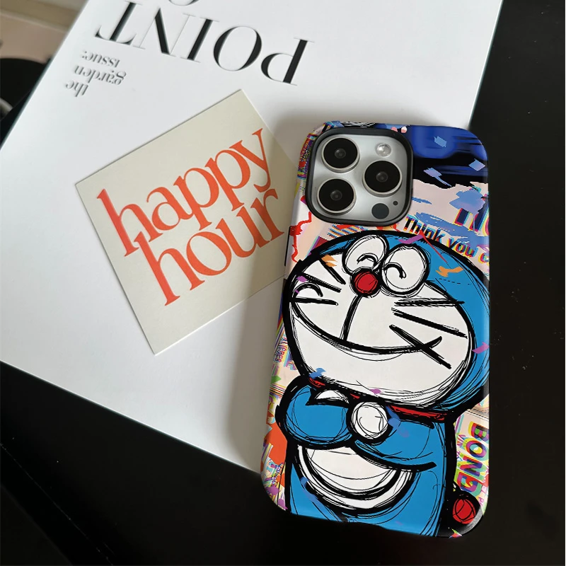 彩绘哆啦A梦菲林二合一适用苹果17/16promax手机壳15/14保护套13