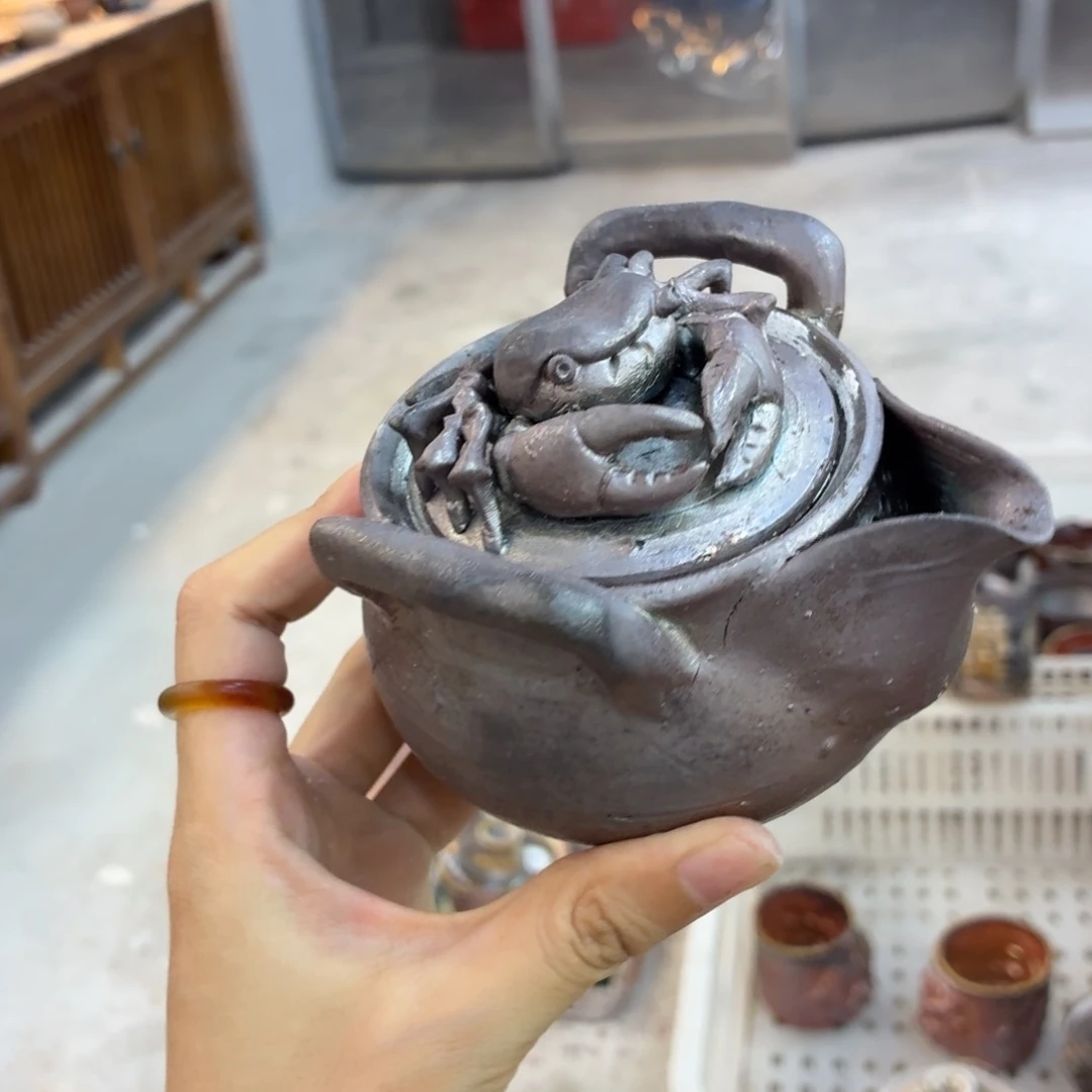 陶园柴烧精品好货979泥纹失圆