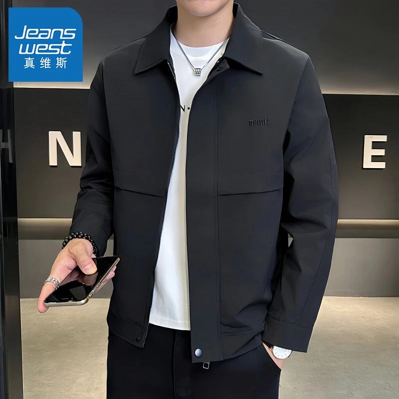 真维斯翻领外套男士潮流商务休闲夹克春秋季新款男装运动时尚上衣