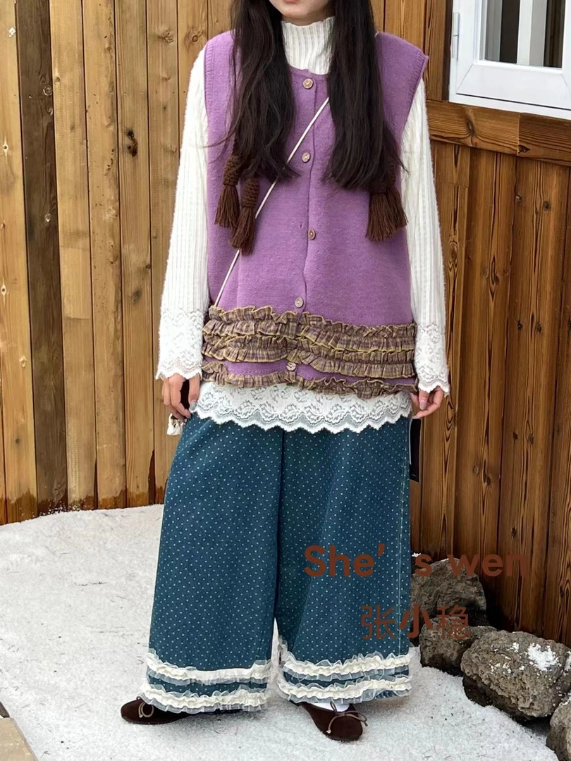 米多多 ZXW#3368#花边针织马甲 kc