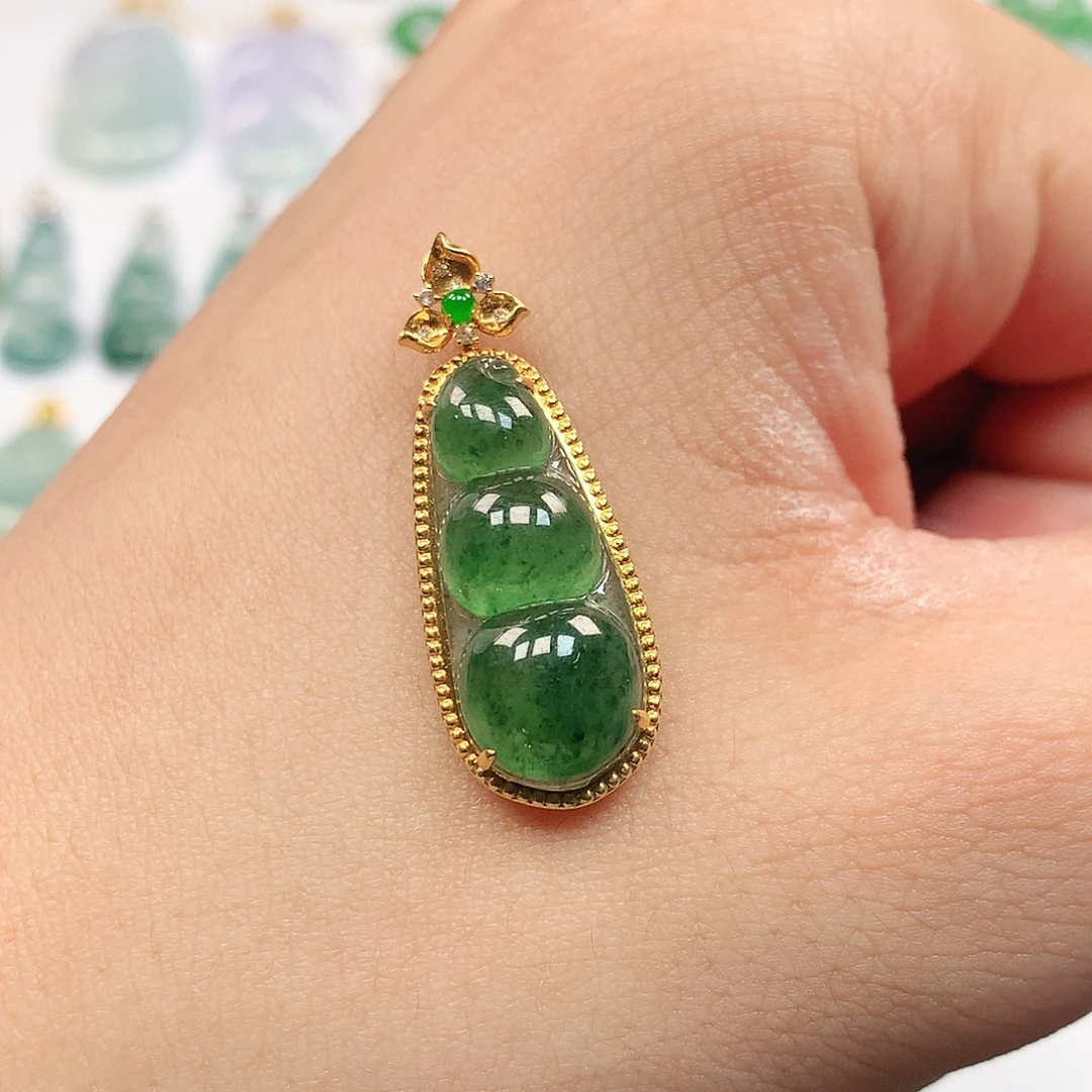 翡翠18K金镶嵌吊坠(不含链)