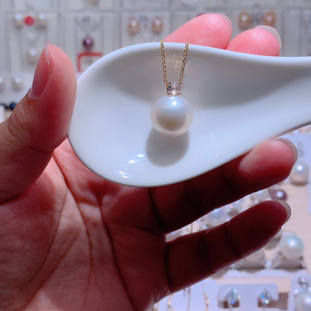 淡水珍珠银S925镶嵌吊坠(赠链)CC13.2mm