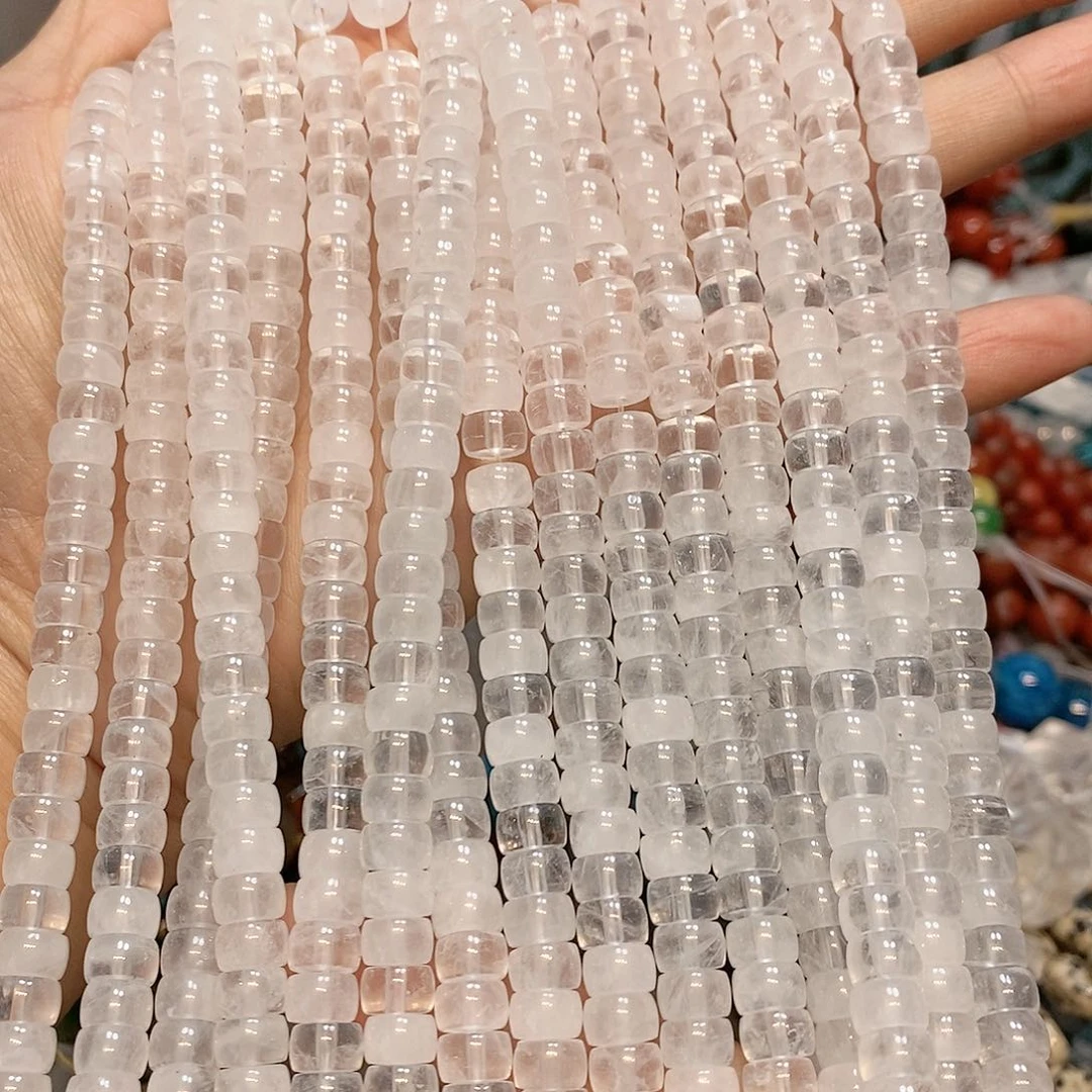 玛瑙/玉髓散珠天然白水晶剁珠一条7m m