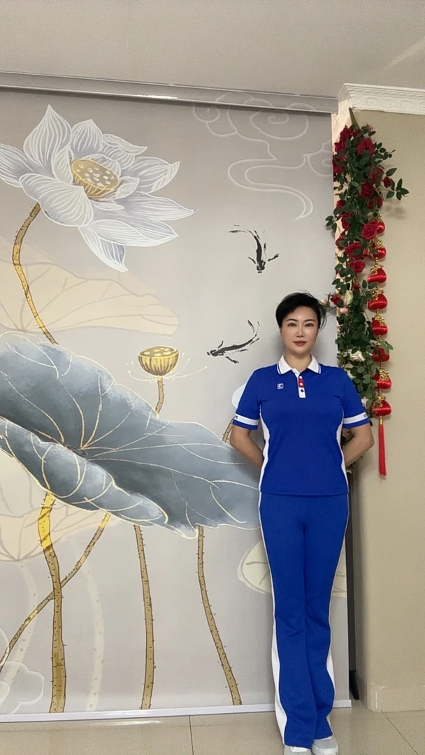 中袖克莱因蓝拼白边套装，户外时尚速干休闲服夏季女装健身蓝色