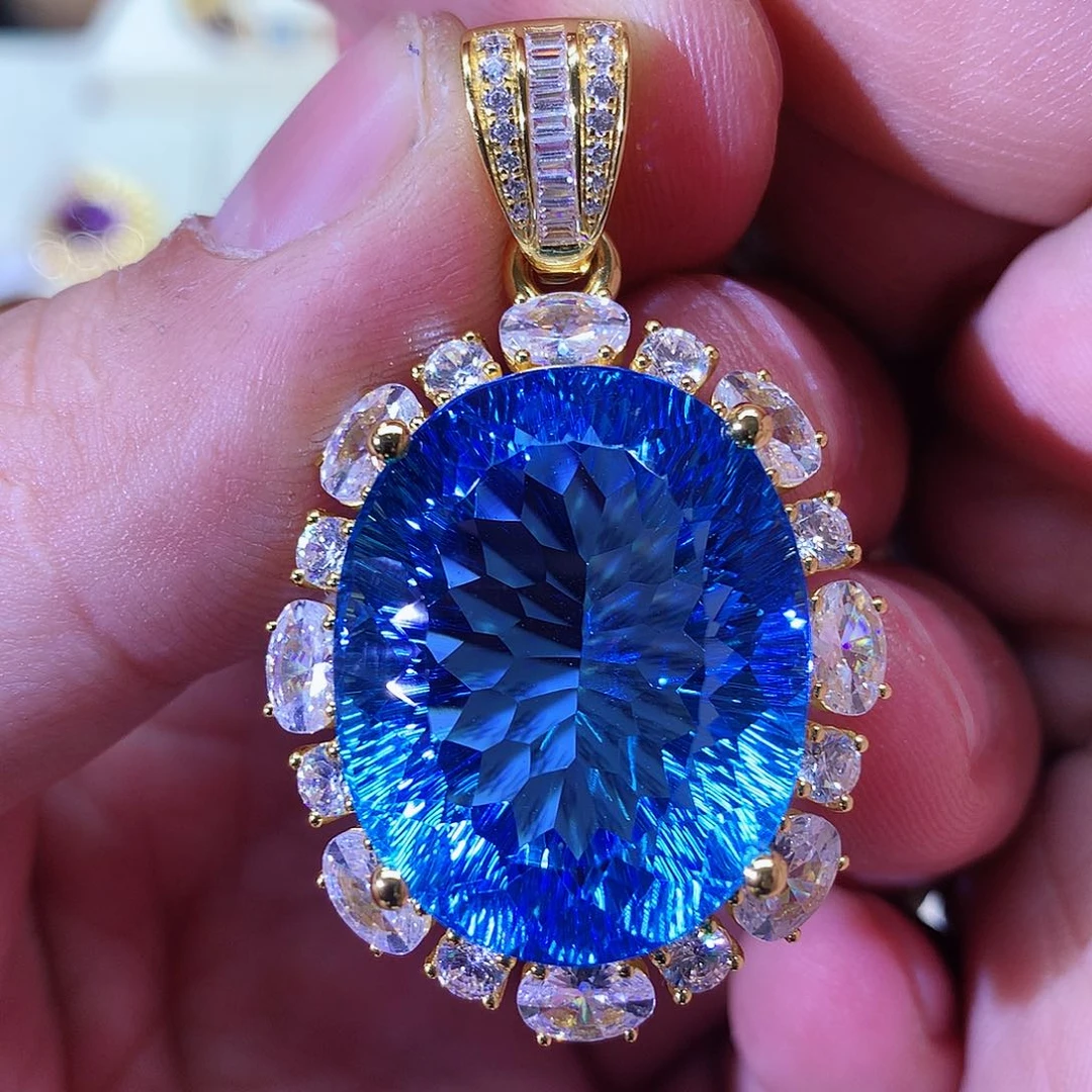 托帕石颈饰银S925镶嵌