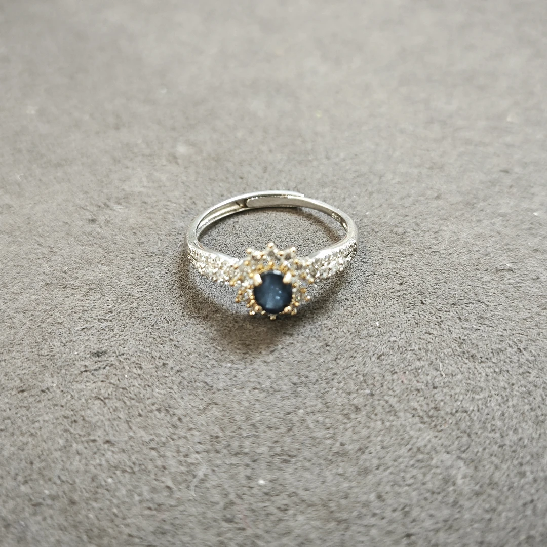 【欣妈珠宝】蓝宝石戒指S925银戒托#6089