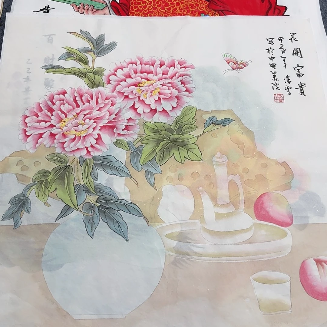 国画四尺斗方70X70纯手绘作品