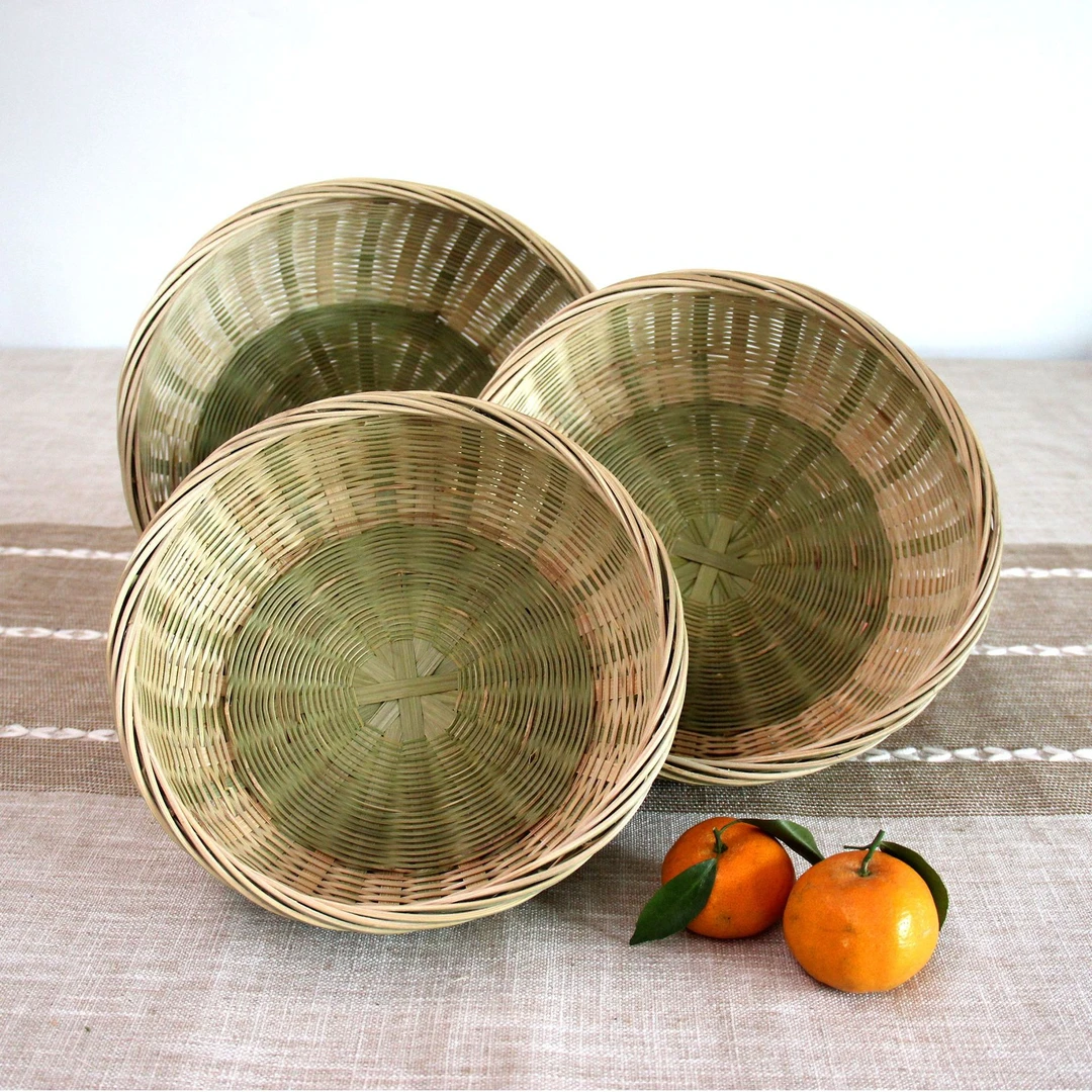 手工竹编制品竹筛子馒头收纳箩筐家用沥水竹簸箕 洗菜竹篮