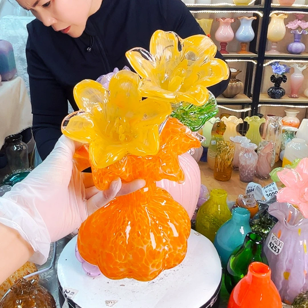 琉璃2花1瓶家悦花器夜场福利