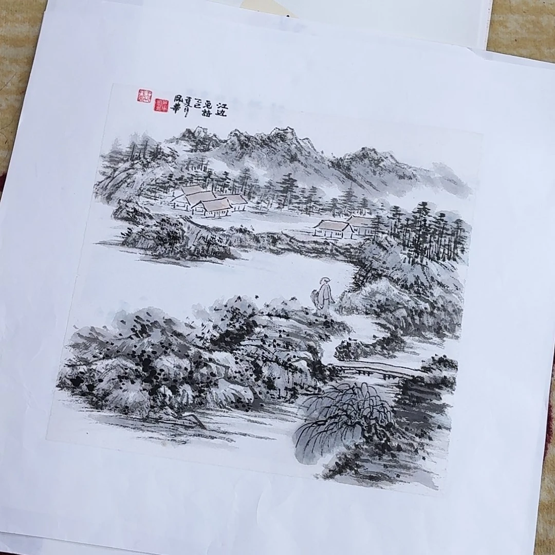 国画小斗方手绘作品