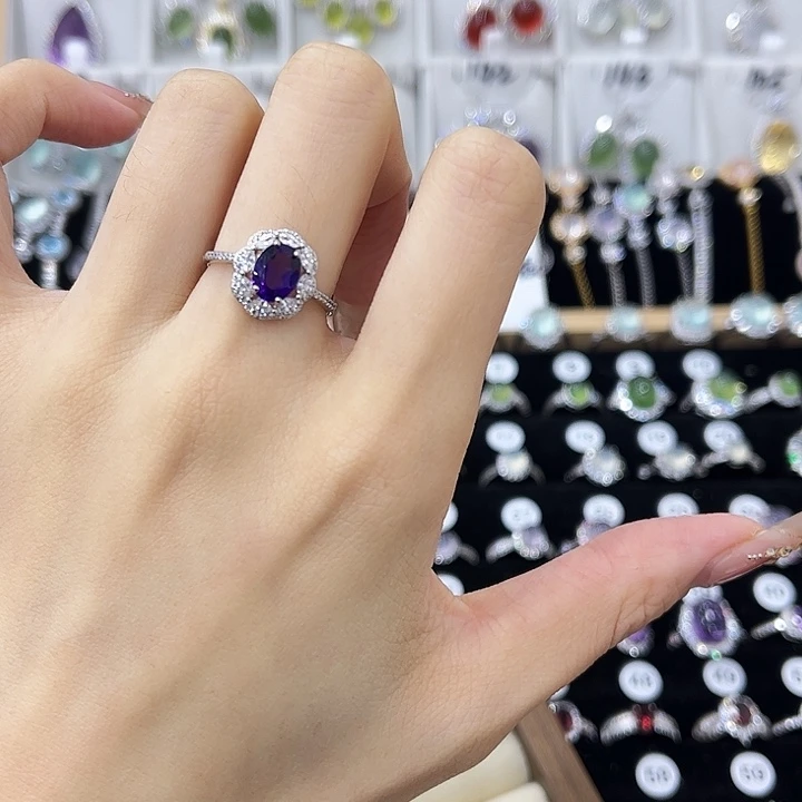 戒指银S925镶嵌紫晶