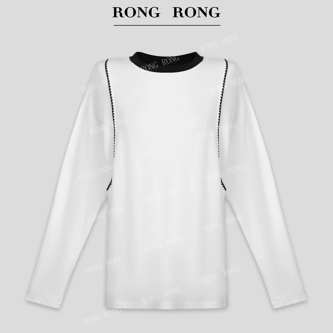 溶溶【元气日记】RONGRONG 圆领手工绣花线条舒适亲肤长袖25C6163