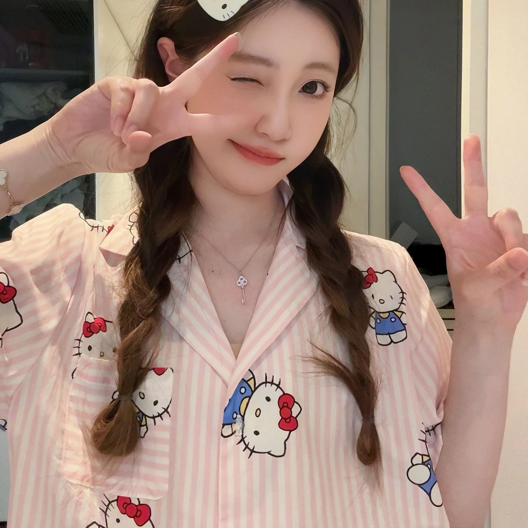【兔棉岛】25新款私服 粉色kitty 短袖短裤套装
