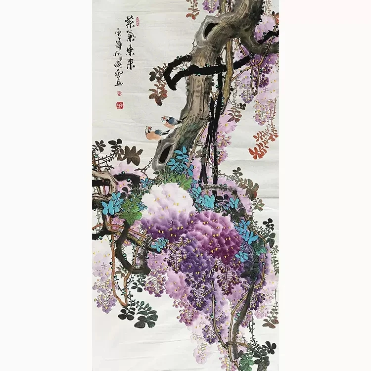 136乘68厘米，著名书画家黄艺作品挂画玄关装饰画国画