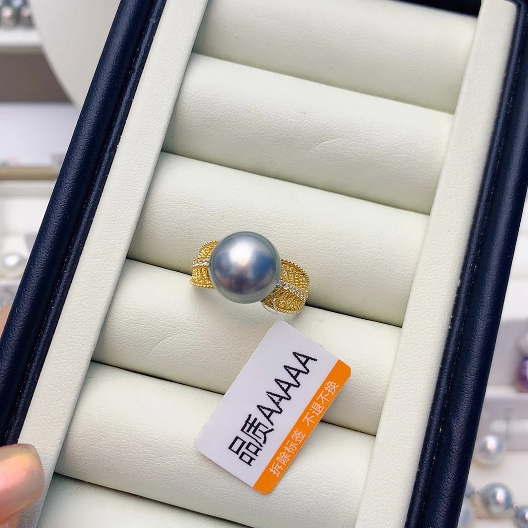 银S925镶嵌海水珍珠戒指W40