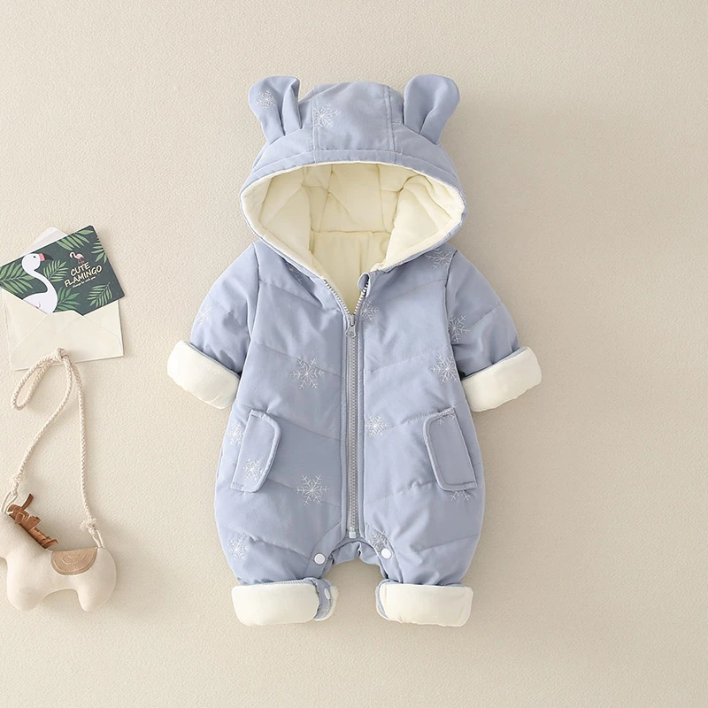 婴儿加绒洋气连身衣儿童加厚儿童冬季保暖公主爬服哈衣秋冬