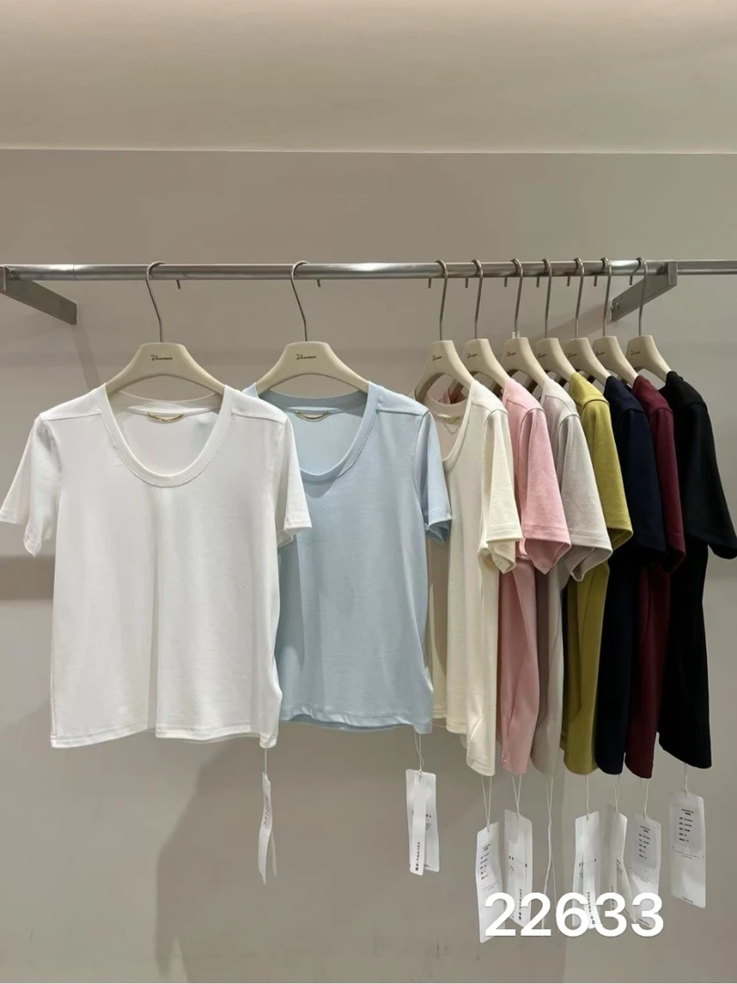 鑫燃KIKI u型领锁骨短袖T恤 22633 DH