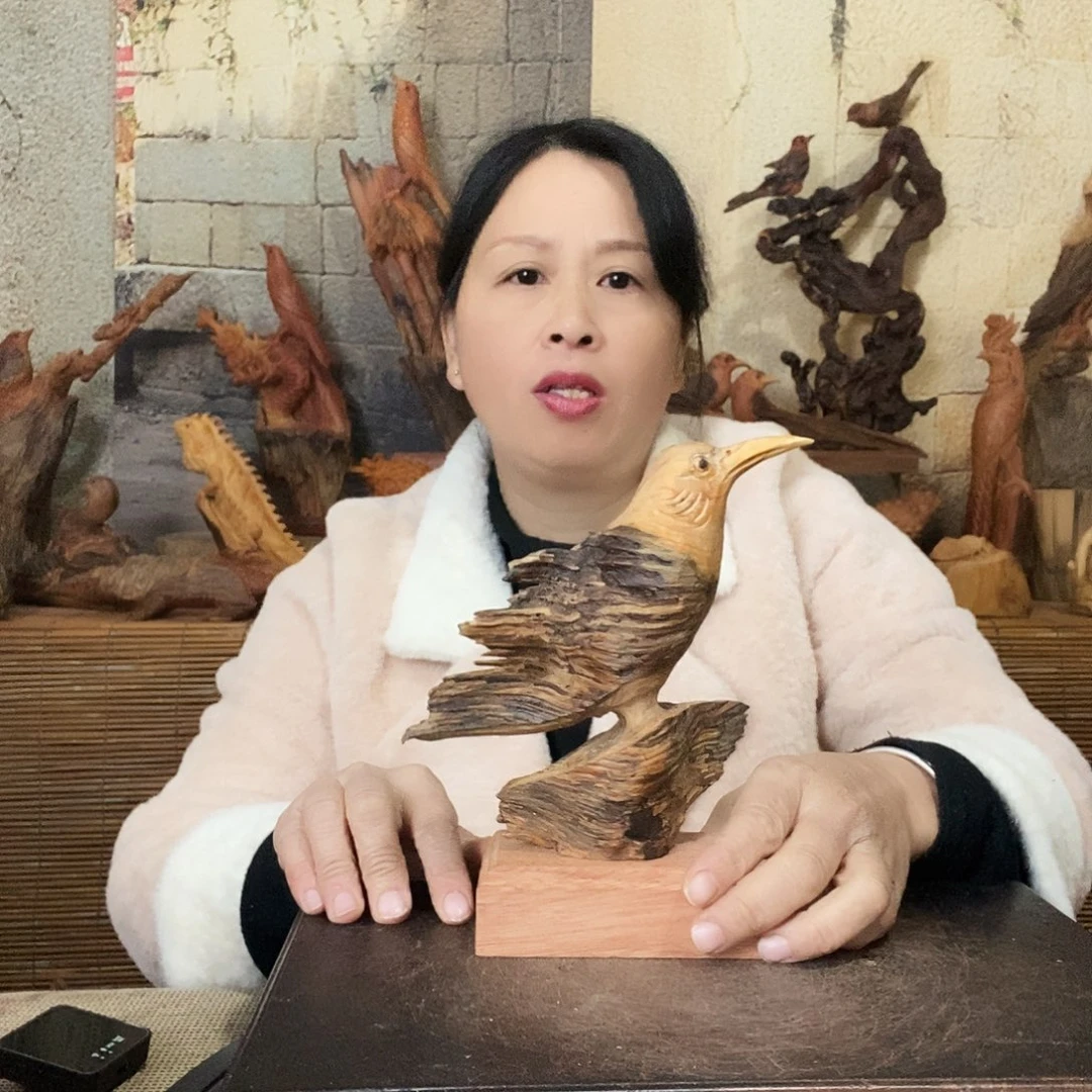 晋***筋松木琥珀木把喜鸟